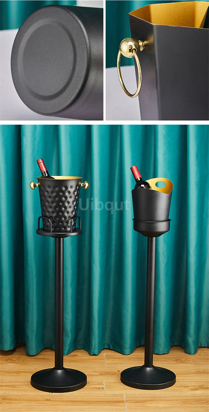 Stainless steel champagne KTV Bar Ice Bucket Bracket ice Luxury red wine bucket Stand Type Cooling Ice Bucket beer cooler