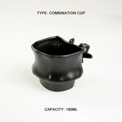 TingKe-Nordic Ins Style Creative Spine Shape Combination Ceramic Coffee Cup, Water Cup, Funny Orthopedic Doctor Gift, Bone Mug