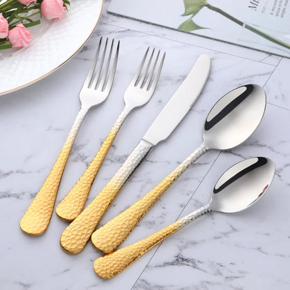 Buyer Star 5-45PCS Dream Color Flatware Gold Black Dinner Tableware Silverware Dinner Fork Spoon Knife Cutlery Set Drop Shipping