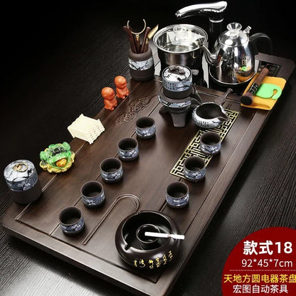 Solid Wood Tea Tray Purple Sand Kung Fu Tea Set Home  Induction Cooker Drinkware Tazas De Te Coffeeware Teawar