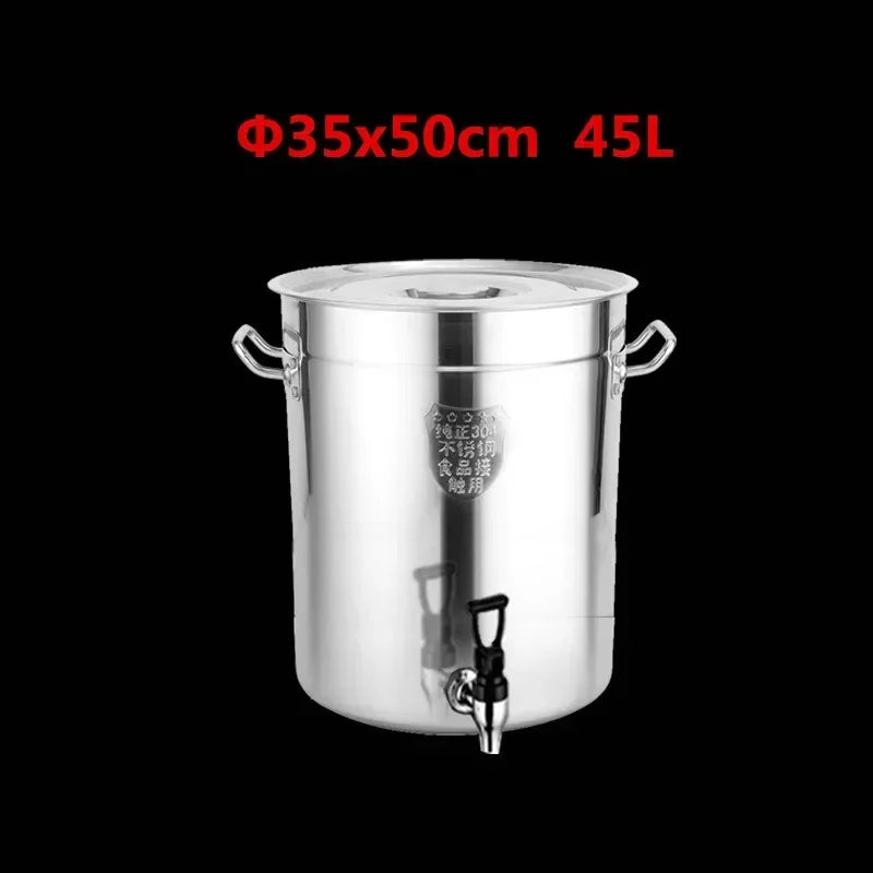 304 stainless steel pot faucet dispenser Large big capacity water storage bucket barrel soup bucket with lid soup pot cookware