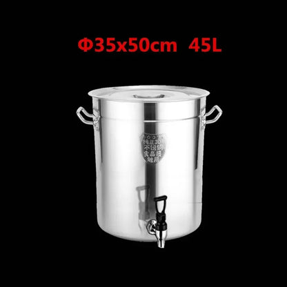 304 stainless steel pot faucet dispenser Large big capacity water storage bucket barrel soup bucket with lid soup pot cookware