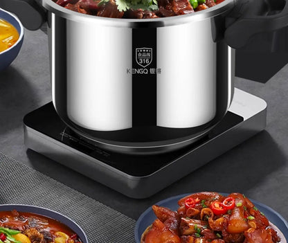 Thickened Pressure Cooker for Home Use, 316 Stainless Steel, Anti-Explosion, Gas and Induction Cookers Compatible