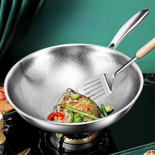 Titanium Wok Uncoated Titanium Wok Household Flat Bottom Non-stick Wok