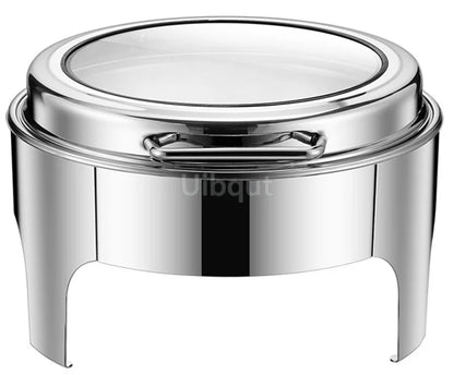 6L9L ellipse Food Warmer Stove Round Flip-Top Visual Buffet Stove Restaurant Stainless Steel Self-Service Tableware chafing dish