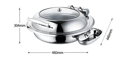 Nice round glass lid window hydraulic soft closing gold colour buffet chafers set hold accent food warmers buffet chafing dish
