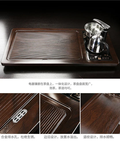 Solid Wood Tea Tray Purple Sand Kung Fu Tea Set Home  Induction Cooker Drinkware Tazas De Te Coffeeware Teawar
