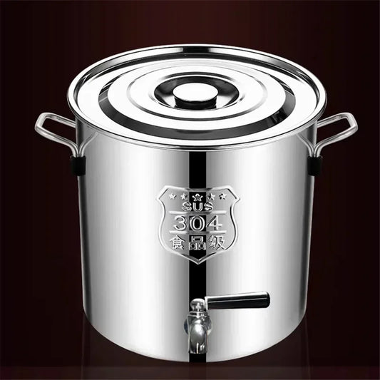 304 stainless steel pot faucet dispenser Large big capacity water storage bucket barrel soup bucket with lid soup pot cookware