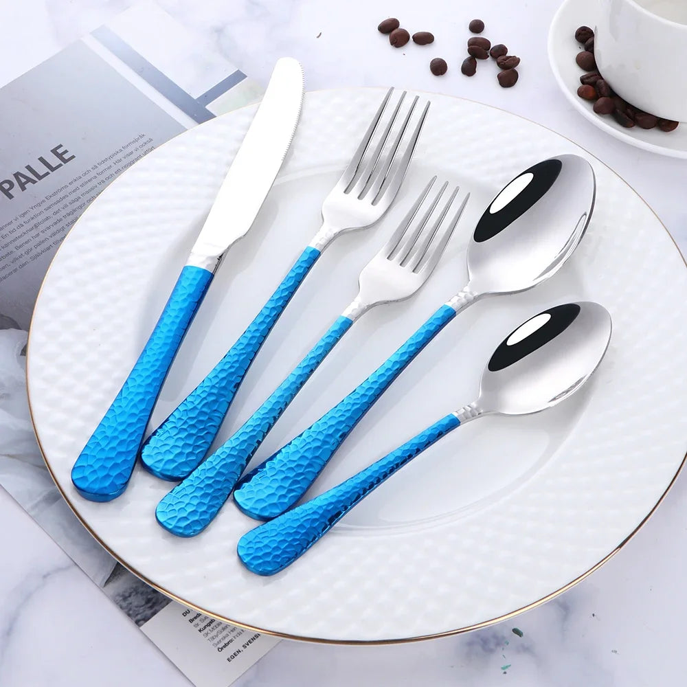 Buyer Star 5-45PCS Dream Color Flatware Gold Black Dinner Tableware Silverware Dinner Fork Spoon Knife Cutlery Set Drop Shipping