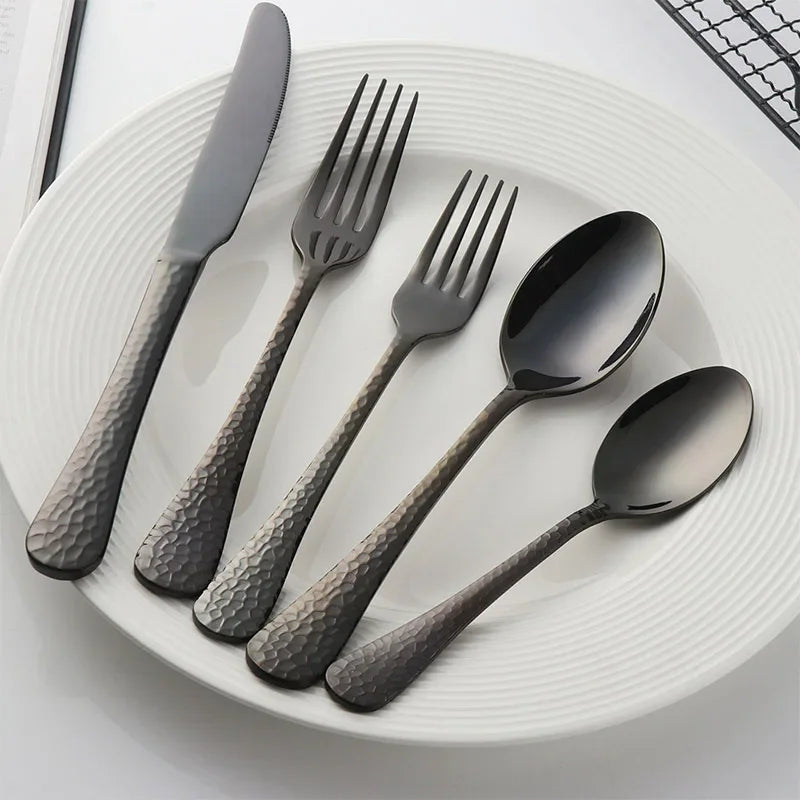 Buyer Star 5-45PCS Dream Color Flatware Gold Black Dinner Tableware Silverware Dinner Fork Spoon Knife Cutlery Set Drop Shipping