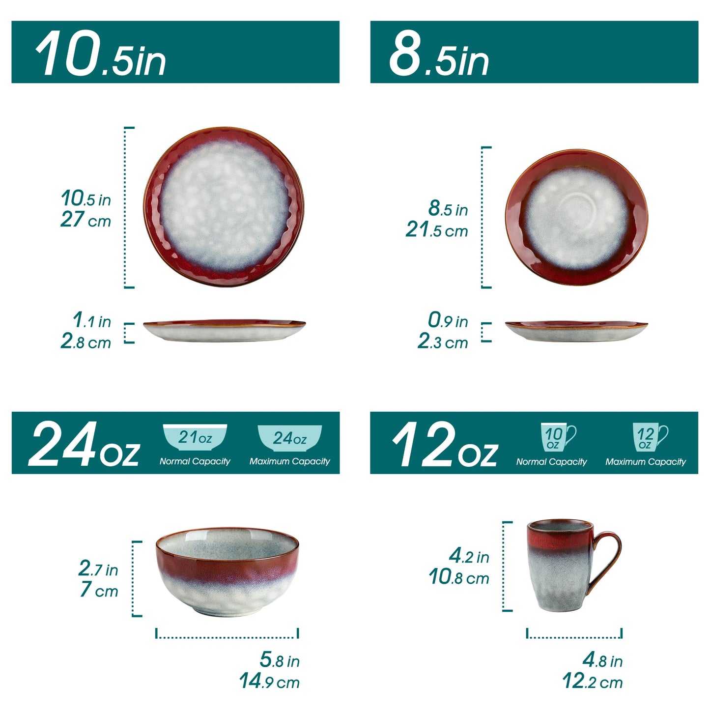 vancasso 16/32/48 Piece Starry Dinner Set,Kiln Change Glaze Tableware Dinner Service with Dinner Plate,Dessert Plate,Bowl,Mug