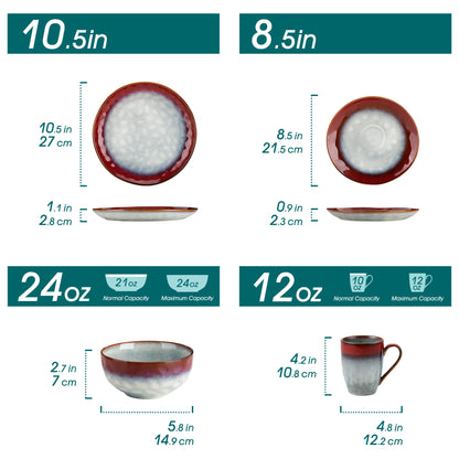 vancasso 16/32/48 Piece Starry Dinner Set,Kiln Change Glaze Tableware Dinner Service with Dinner Plate,Dessert Plate,Bowl,Mug