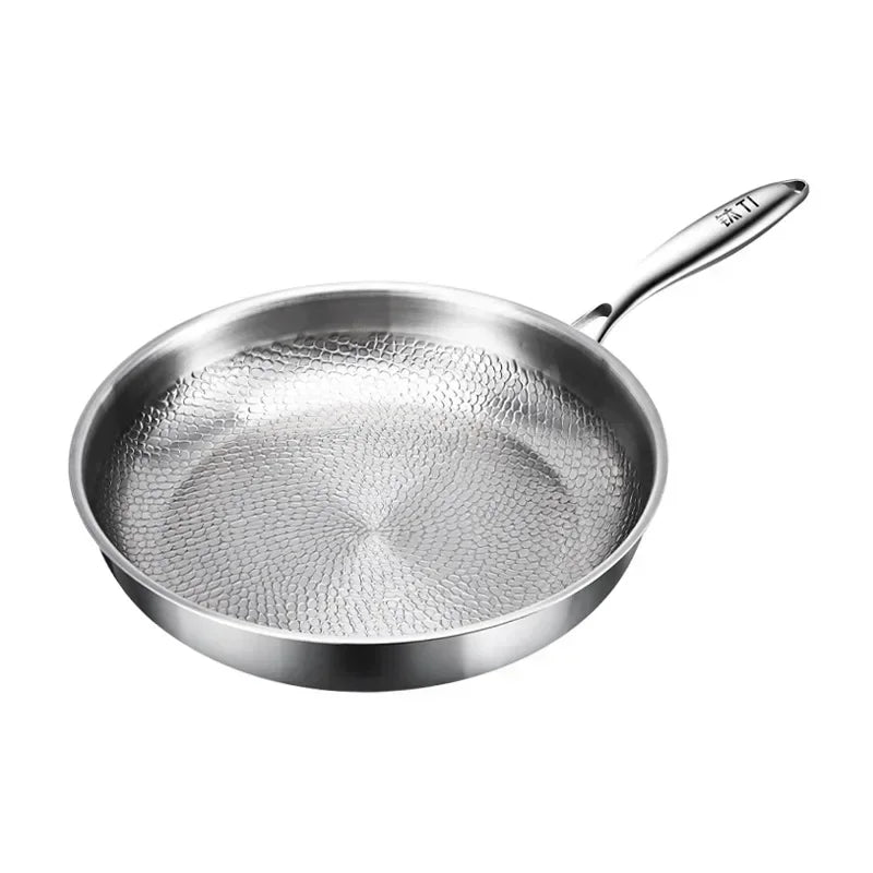 KENGQIANG Pure titanium frying pan Fish scale hammer uncoated non-stick pan Induction cooker universal with lid