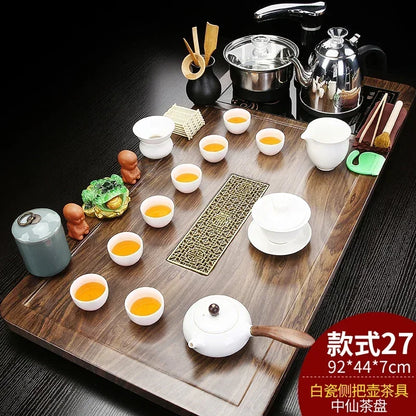 Solid Wood Tea Tray Purple Sand Kung Fu Tea Set Home  Induction Cooker Drinkware Tazas De Te Coffeeware Teawar