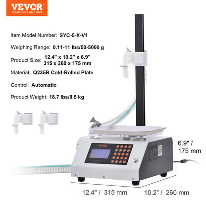 SucceBuy Automatic Liquid Filling Machine Bottle Water Filler Gear Pump Digital Control for Perfume Beverage Olive Oil 50-5000g