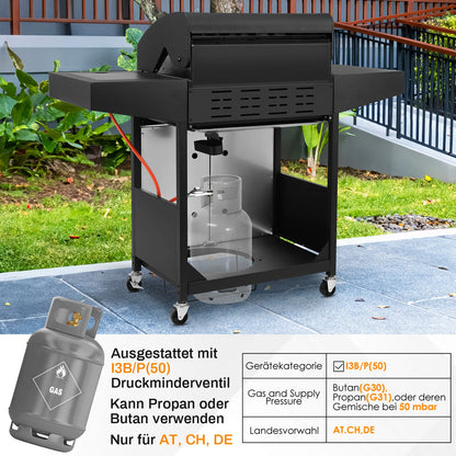 4+1 Burner Gas Grill with Side Burner 52,000 BTUs, Big Cooking Area, Propane BBQ Grill with Stainless Steel Panel for Outdoor