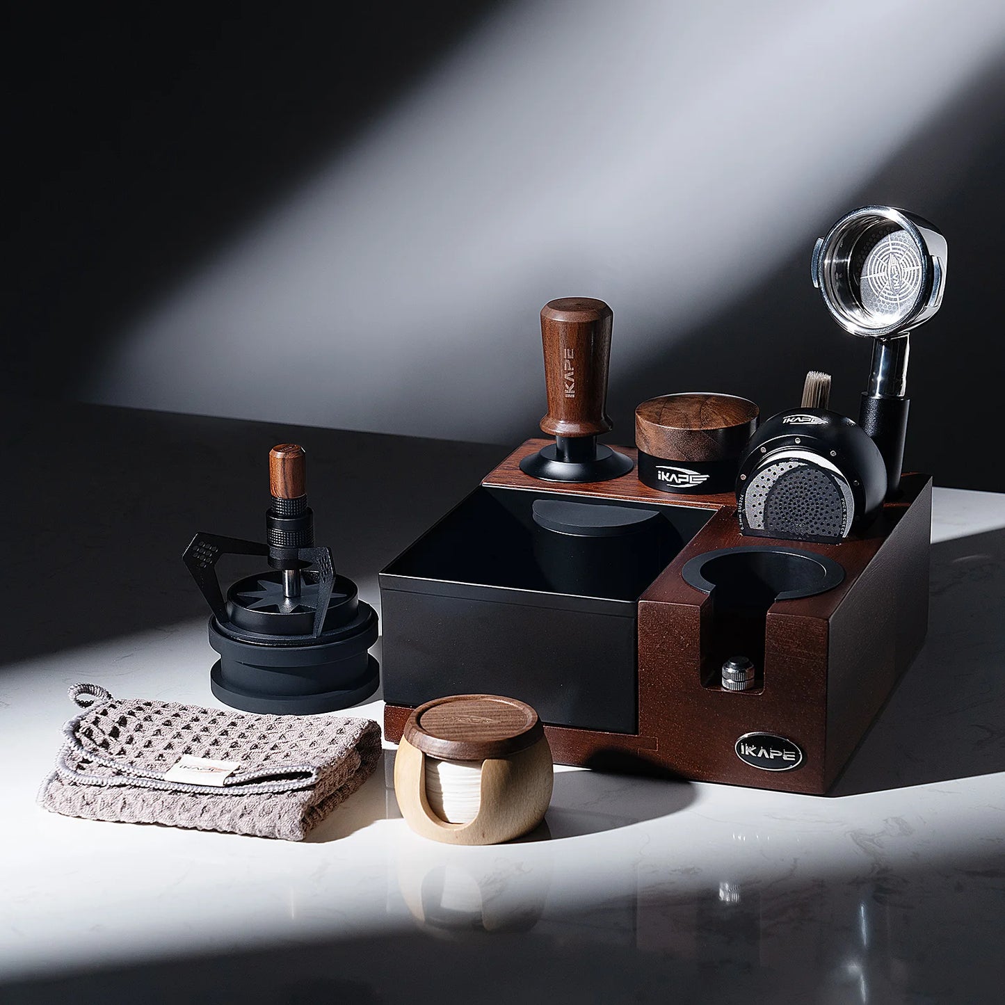 IKAPE Espresso products Wooden set, Coffee Tool Set with V5 Know Box, Coffee Utensils Gift Set for Baristas