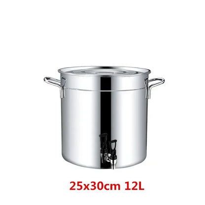 304 stainless steel pot faucet dispenser Large big capacity water storage bucket barrel soup bucket with lid soup pot cookware
