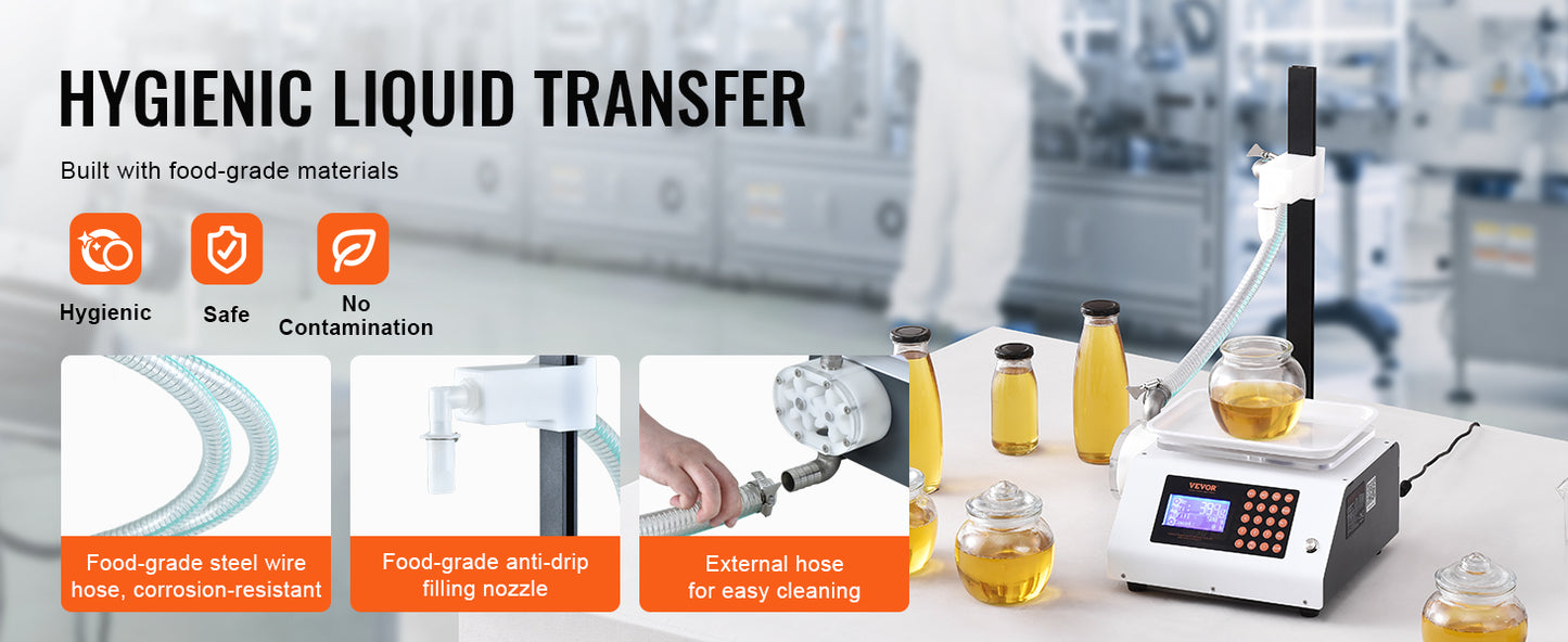 SucceBuy Automatic Liquid Filling Machine Bottle Water Filler Gear Pump Digital Control for Perfume Beverage Olive Oil 50-5000g
